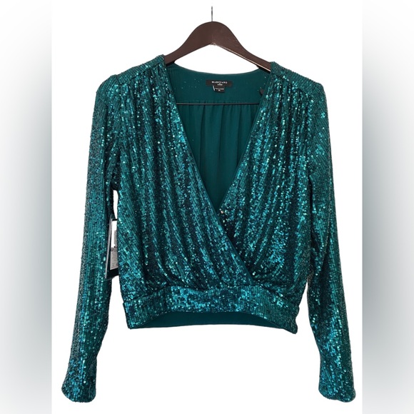 Marciano Emerald Green Sequins Top - Size M - Picture 7 of 9